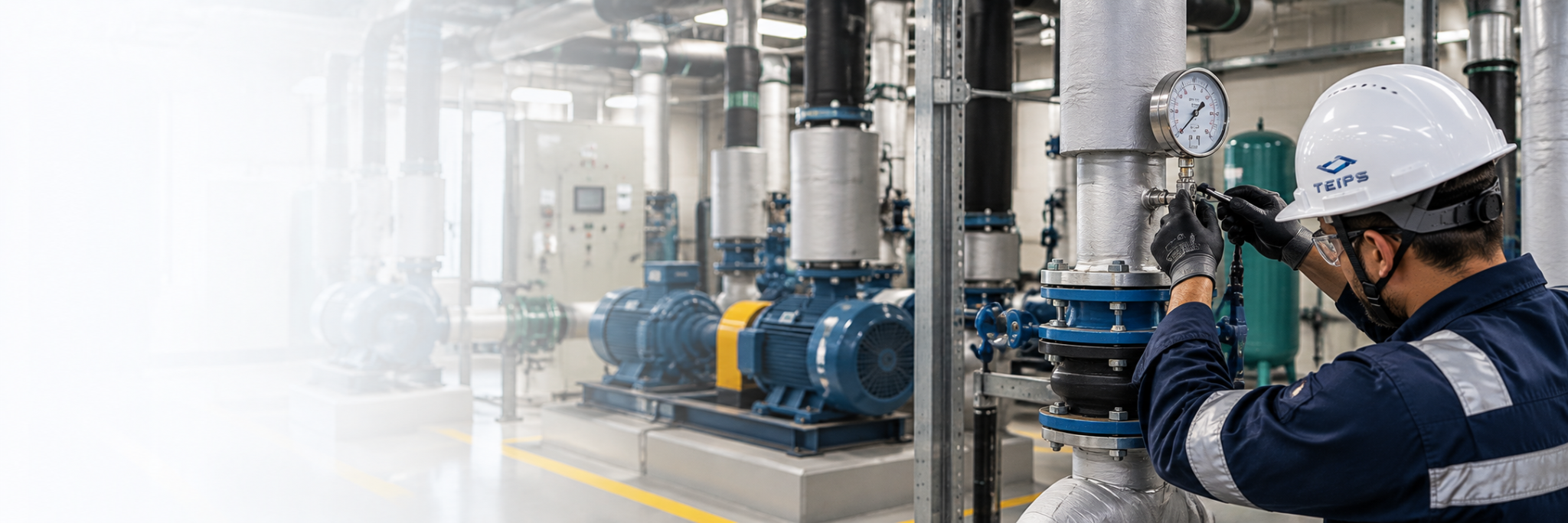 Técnico da TEIPS realizando inspeção em instalação industrial